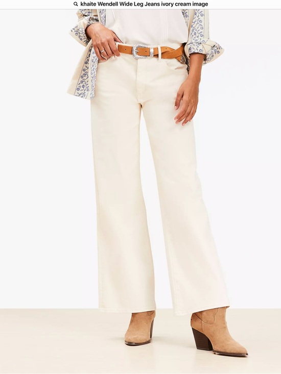 KHAITE Pants - Khaite Wendell Cropped Wide Leg Jeans Size 30 Ivory Cream Denim Stretch